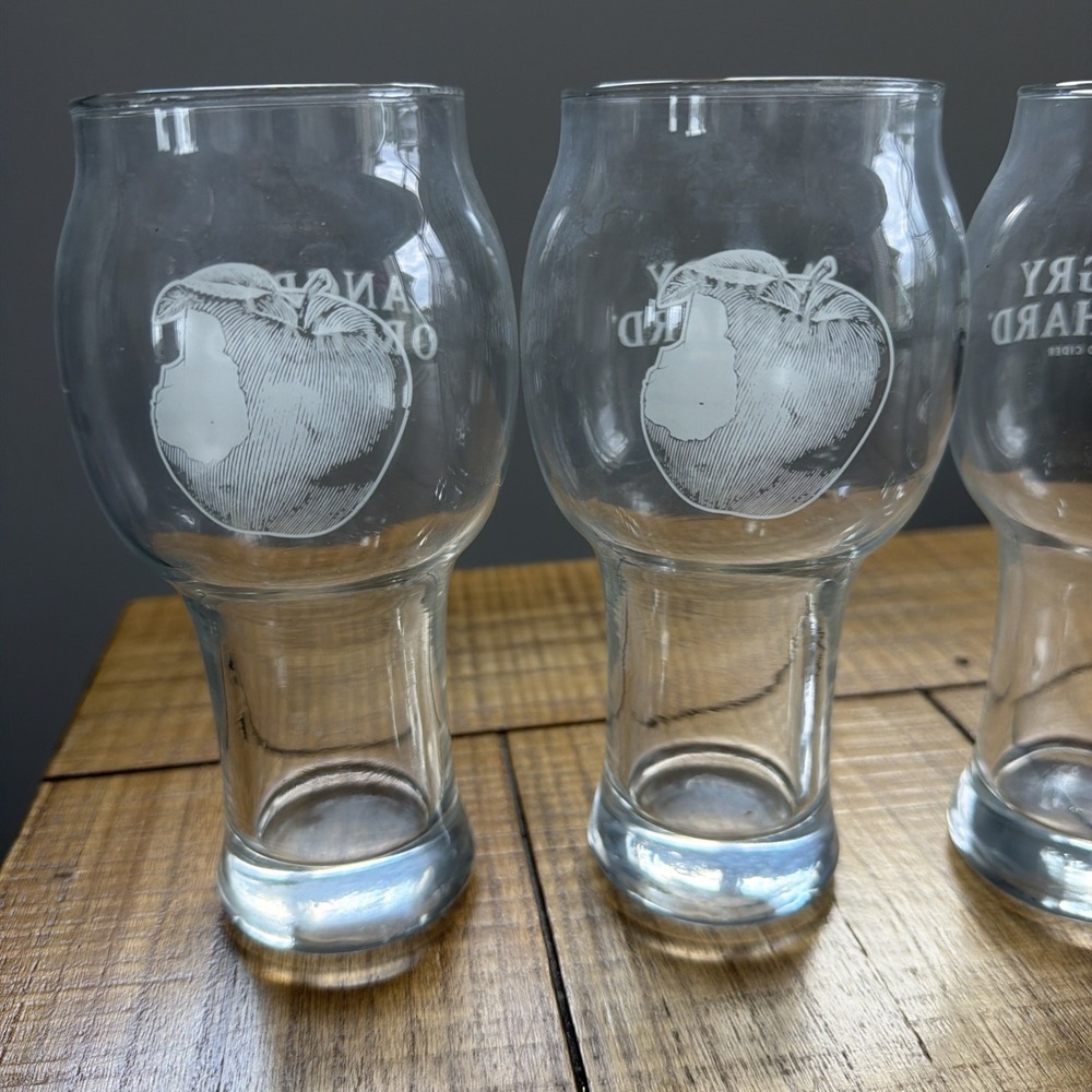 Angry Orchard Hard‎ Cider Glasses Set of 4 Clear Logo Tulip Pint  7 inch - Picture 3 of 10